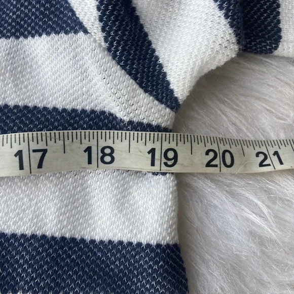 Caslon Top Sz Small Blue White Striped Bell Sleeve Knit Tunic Tie Sleeves Winter - Picture 7 of 9